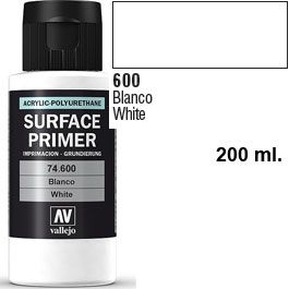 White Surface Primer 200ml Vallejo Acrylic-Polyurethane 74600