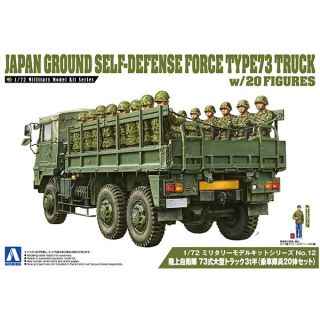 Japan Ground Self Defence Force Type 73 Truck w/20 Figures 1/72 (Military Model #12) [Aoshima]