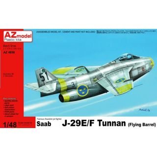 Famous Swedish Jet Fighter Saab J-29E/F Tunnan (Flying Barrel) 1/48 [AZmodel]