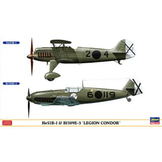 He 51B-1 and Bf 109 E-3 "Condor Legion" Combo (2 kits) Limited Edition 1/72 [Hasegawa]