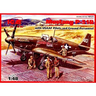 Mustang P-51B w/Pilot & Crew 1/48 [ICM]