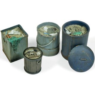 Vallejo Diorama Accessories 213: Assorted Garbage Bins #2 (4 pcs.) 1/35