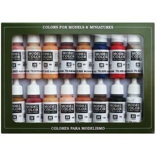 Vallejo Model Color Set 125: Face & Skin Tones (16 colors)