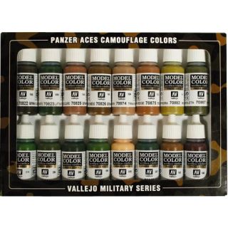 Vallejo Model Color Set 179: Panzer Aces Camouflage Patterns (16 colors)