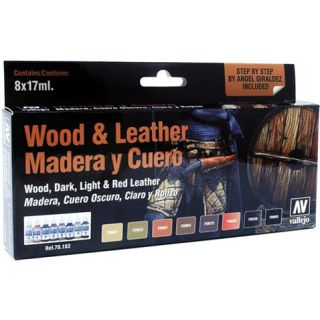 Vallejo Model Color Set 182: Wood & Leather by Angel Giraldez (8 colors)