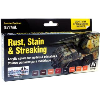 Vallejo Model Color Set 183: Rust, Stain & Streaking by Scratchmod (8 colors)