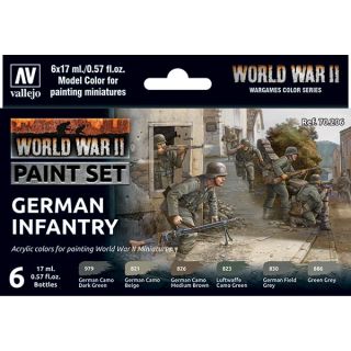 Vallejo WWII Paint Set 206: WWII German Infantry (6 colors)