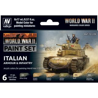 Vallejo WWII Paint Set 209: WWII Italian Armour & Infantry (6 colors)