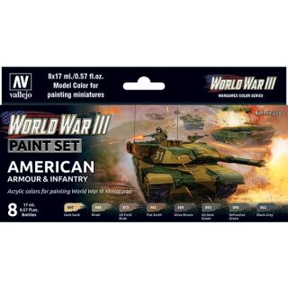 Vallejo WWIII Paint Set 220: WWIII American Armour & Infantry (8 colors)