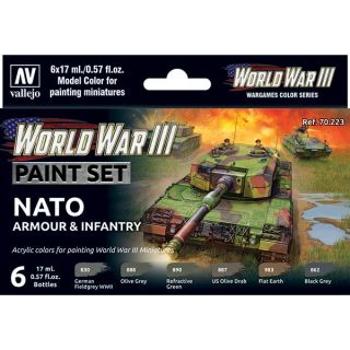 Vallejo WWIII Paint Set 223: WWIII NATO Armour & Infantry (6 colors)