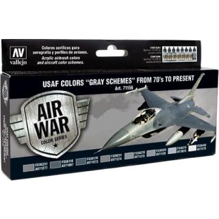 Vallejo Model Air Set 156: USAF Colors "Gray Schemes" from 70s to present (8 colors)