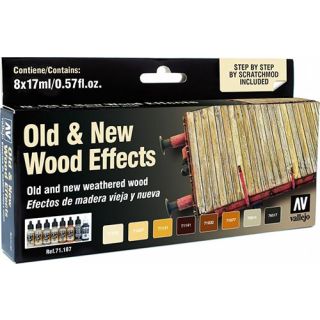 Vallejo Model Air Set 187: Old & New Wood Effects (8 colors)