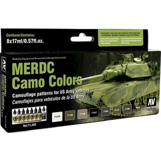 Vallejo Model Air Set 202: MERDC Camo Colors (8 colors)