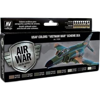 Vallejo Model Air Set 204: USAF Colors Vietnam War Scheme SEA South East Asia (8 colors)