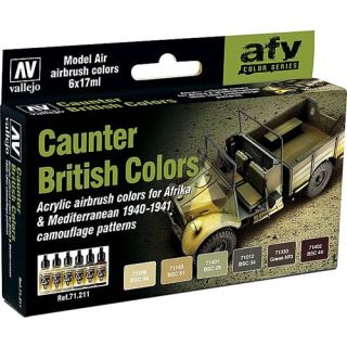 Vallejo Model Air Set 211: British Caunter Colors (6 colors)