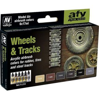 Vallejo Model Air Set 213: Wheels & Tracks (6 colors)