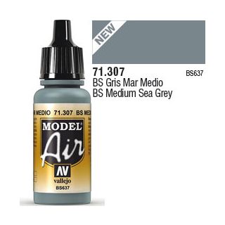 Vallejo Model Air 307: BS Medium Sea Grey 17 ml.