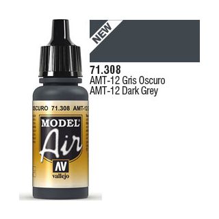 Vallejo Model Air 308: AMT-12 Dark Grey 17 ml.