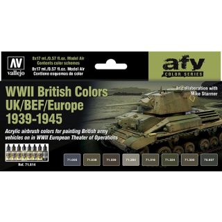 Vallejo Model Air Set 614: WWII British Colors UK/BEF/Europe 1939-1945 (8 colors)