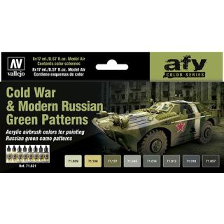 Vallejo Model Air Set 621: Cold War & Modern Russian Green Patterns (8 colors)