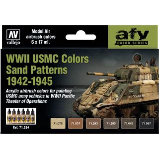 Vallejo Model Air Set 624: WWII USMC Colors Sand Patterns 1942-1945 (6 colors)