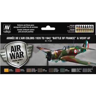 Vallejo Model Air Set 626: Armée de l’Air colors 1939 to 1942 “Battle of France” & Vichy AF (8 colors)