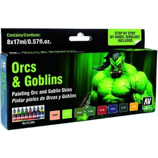 Vallejo Game Color Set 304: Orcs & Goblins  by Angel Giraldez (8 colors)