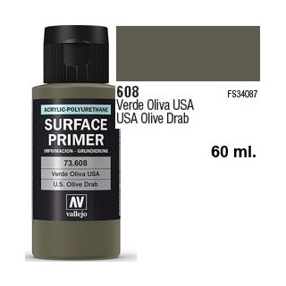 Vallejo Acrylic Polyurethane Primer - USA Olive Drab 60 ml.