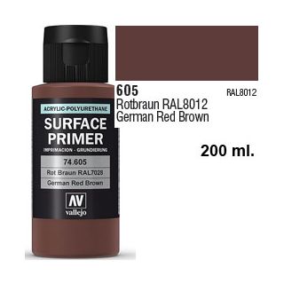 Vallejo Acrylic Polyurethane Primer - German Red Brown 200 ml.