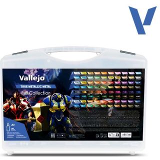 Vallejo True Metalic Metal: Color Case (80 x 18 ml. + 2 brushes + 2 miniatures)