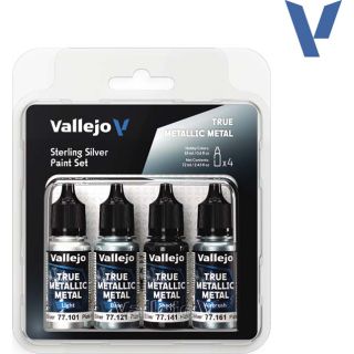 Vallejo True Metalic Metal Set 251: Sterling Silver (4 x 18 ml.)