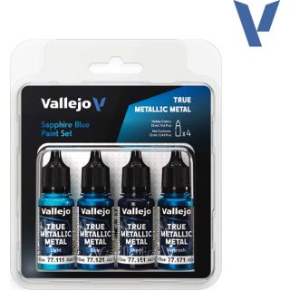 Vallejo True Metalic Metal Set 256: Sapphire Blue (4 x 18 ml.)