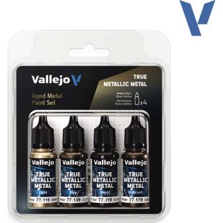 Vallejo True Metalic Metal Set 258: Aged Metal (4 x 18 ml.)