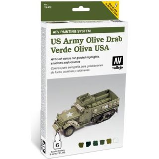 Vallejo US Army Olive Drab AFV Armour Painting System (6 colors 8ml.)
