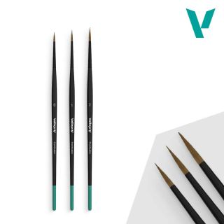 Vallejo Pro Modeler Brush Set: Design Set - Natural Hair (Sizes 0, 1 & 2)