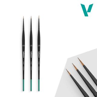 Vallejo Detail Brush Set: Definition Set - Synthetic fibers (Sizes 4/0, 3/0 & 2/0) 