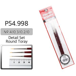 Vallejo Brush Series P510 / P54 - Round Toray Detail Set (Nº 4/0, 3/0, 2/0)