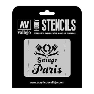 Vallejo Hobby Stencils LET001: Vintage Garage Sign 1/35