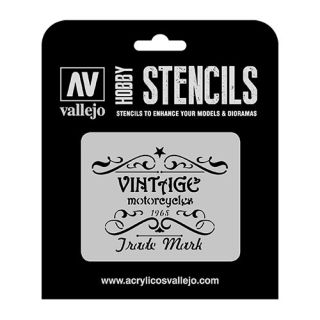 Vallejo Hobby Stencils LET005: Vintage Motorcycles Sign 1/35