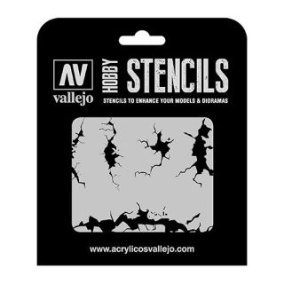 Vallejo Hobby Stencils TX001: Cracked Wall 1/35