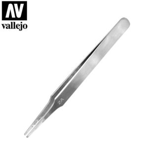 Vallejo Tools: Flat Rounded Stainless Steel Tweezers (120 mm)